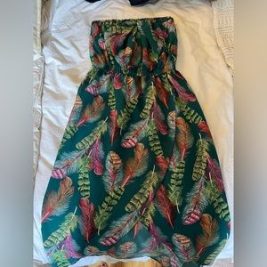 Strapless feather midi dress